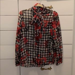 BNWT Button Down Blouse with Pussy Bow